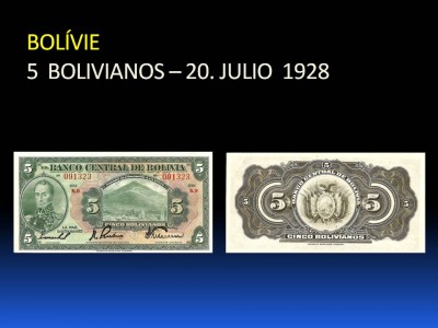 5 bolivianos, 1928, 13.edition WPM P#120a,